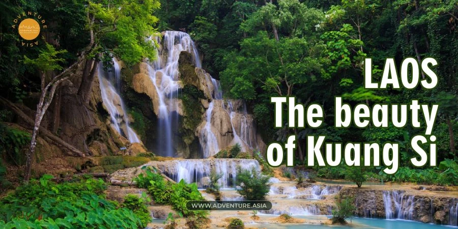 Explore the stunning turquoise waters of Kuang Si waterfall in Laos